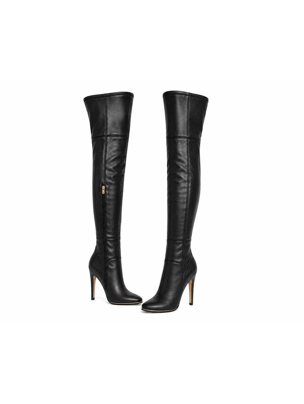 DAMAGED FABRIC - Size 9 Black Over-the-Knee High Heel Boots with Side Zipper